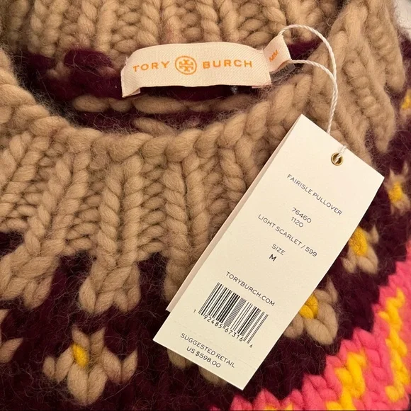 NWT Tory Burch Fair Isle Pullover Oversized Printed Sweater Knit - Picture 7 of 7